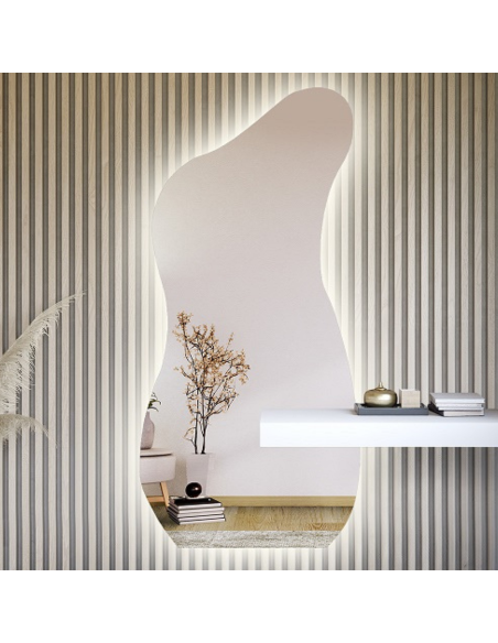 Zrkadlo s nepravidelným tvarom s výrezom pre skrinku so svietením - ANGELIT LED