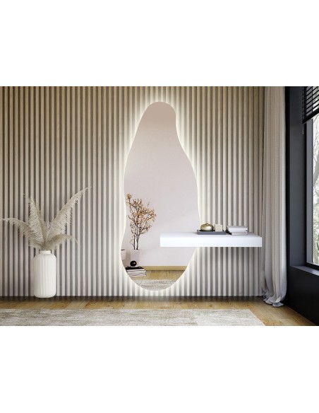 Zrkadlo s nepravidelným tvarom s výrezom pre skrinku so svietením - BARYT LED