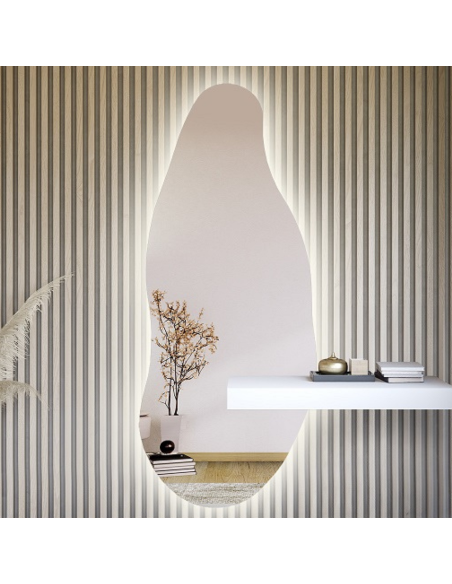 Zrkadlo s nepravidelným tvarom s výrezom pre skrinku so svietením - BARYT LED