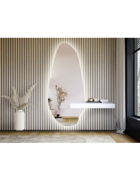 Zrkadlo s nepravidelným tvarom s výrezom pre skrinku so svietením - JASPIS LED