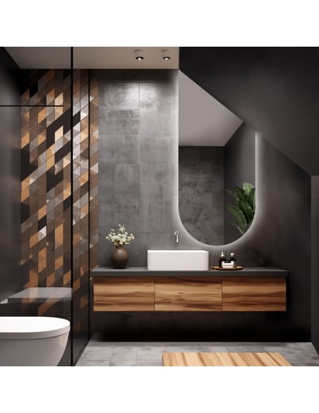 Polovica oválneho zrkadla so skosením na podkrovie so svietením - FRANK LED