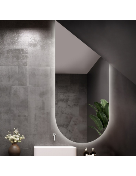 Polovica oválneho zrkadla so skosením na podkrovie so svietením - FRANK LED