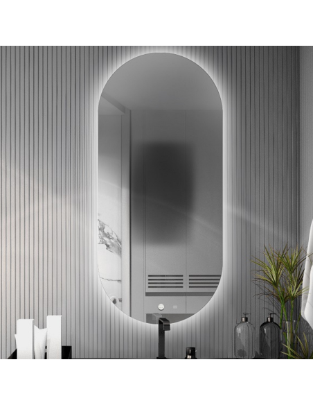 Kúpeľňové oválne zrkadlo s antiparnou podložkou - NIKO LED PREMIUM