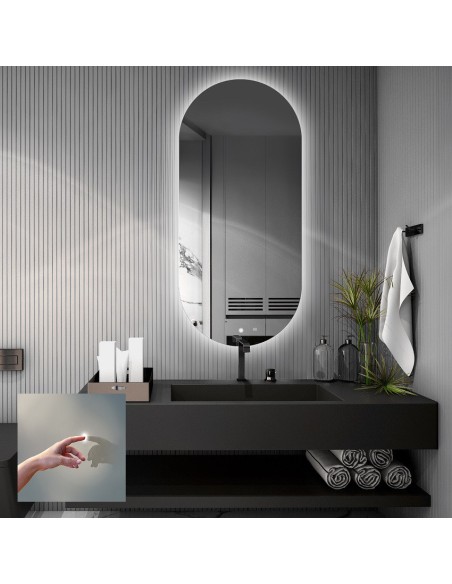 Kúpeľňové oválne zrkadlo s vypínačom - NIKO LED PREMIUM