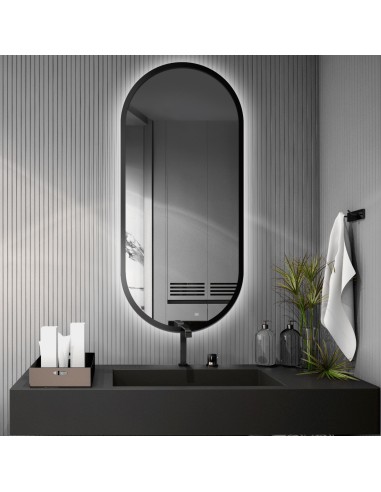 Oválne zrkadlo v ráme z čierneho MDF...