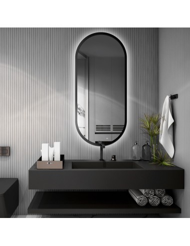 Oválne zrkadlo v ráme z čierneho MDF...